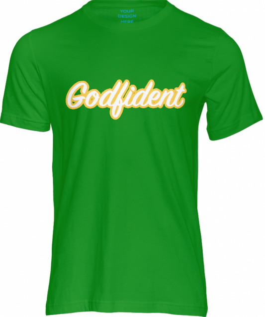 Godfident Signature - Green SS Tee with Yellow & White